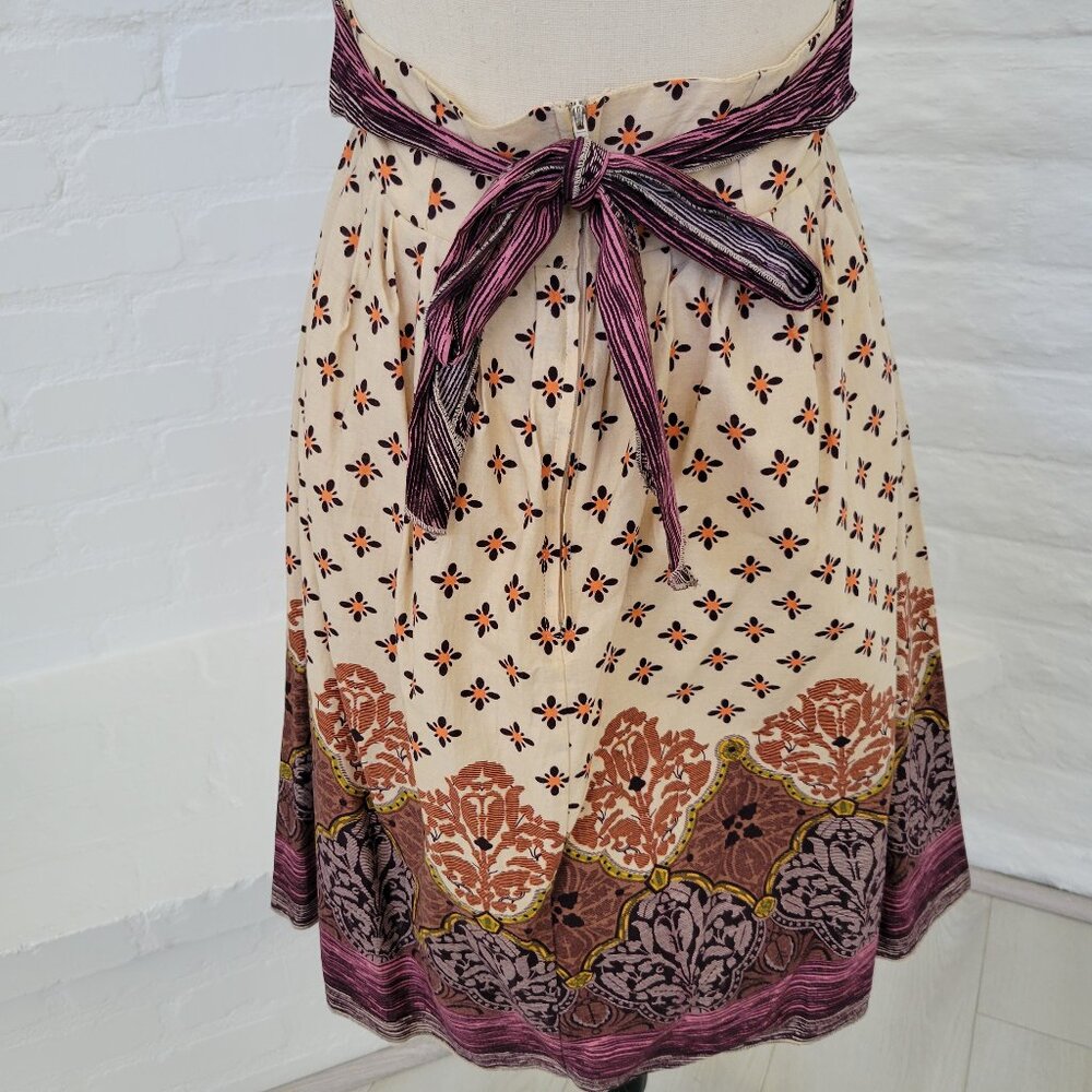 Women's Halter Dress Small Ivory Beige Paisley Floral Plunge Neckline Backless - Picture 8 of 9